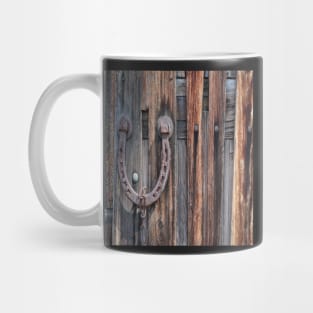 distressed barn wood rustic equestrian horseshoe Mug